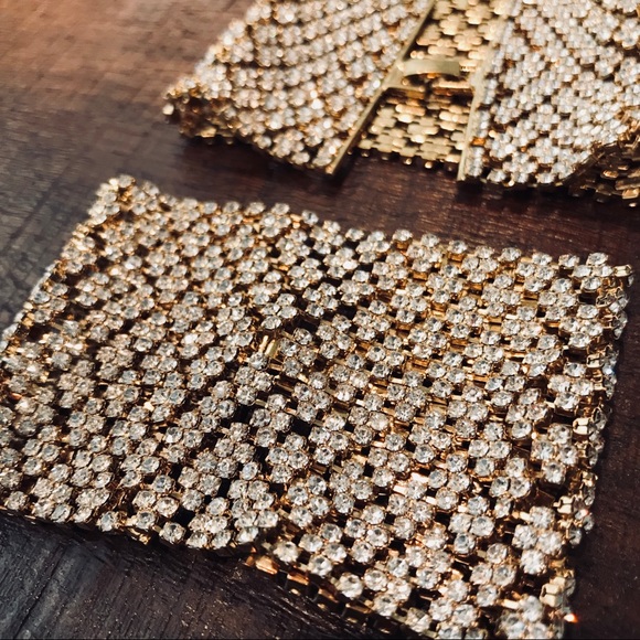 Bebe Luxury Gold White Stone Soft Cuff Bracelet - Picture 7 of 8